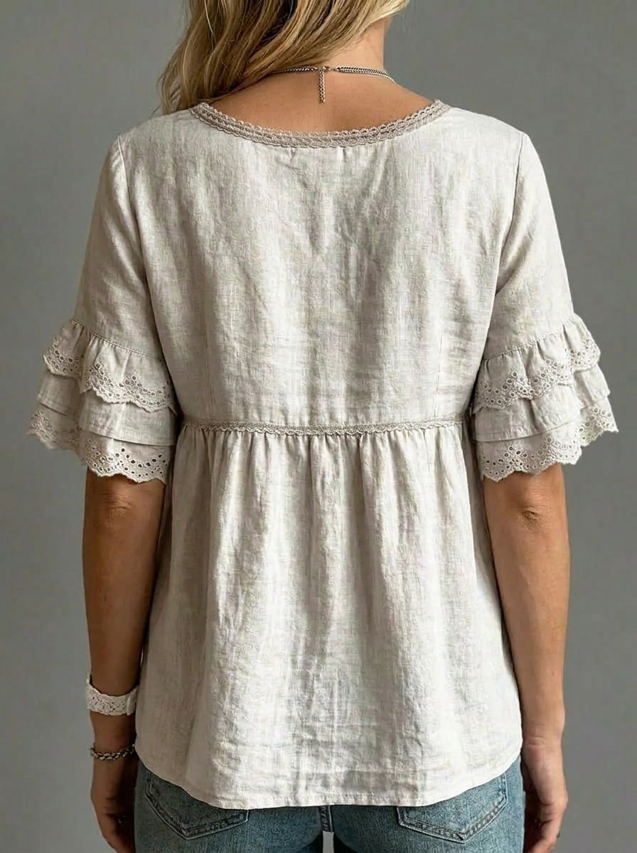 Women's Round-Neck Sleeveless Lace Shirt