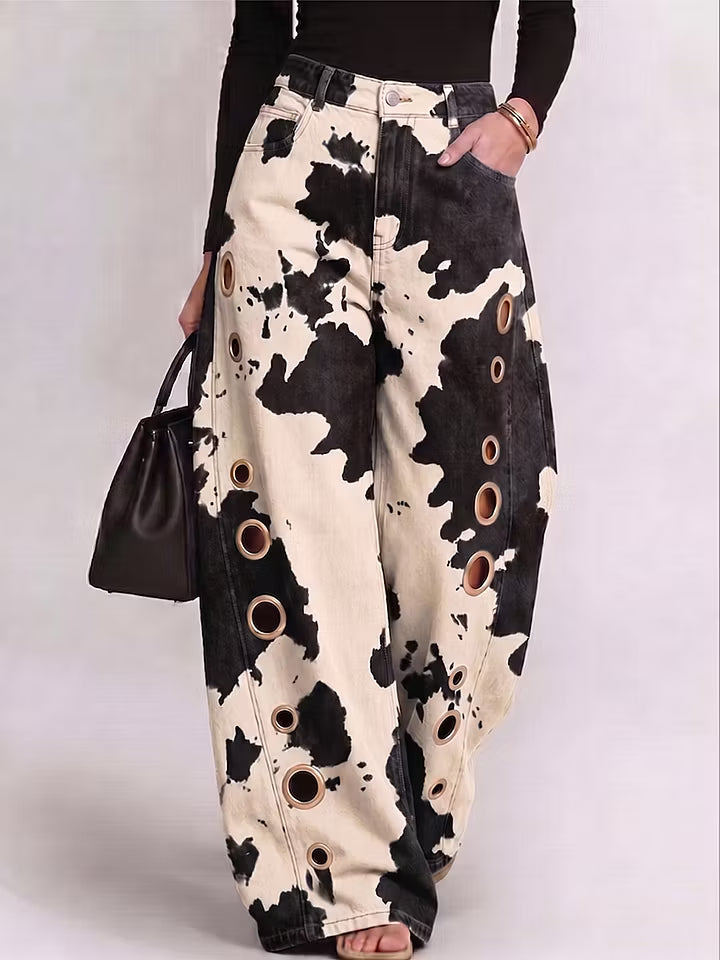 Women's Stylish Casual Cow Print Designer Jeans