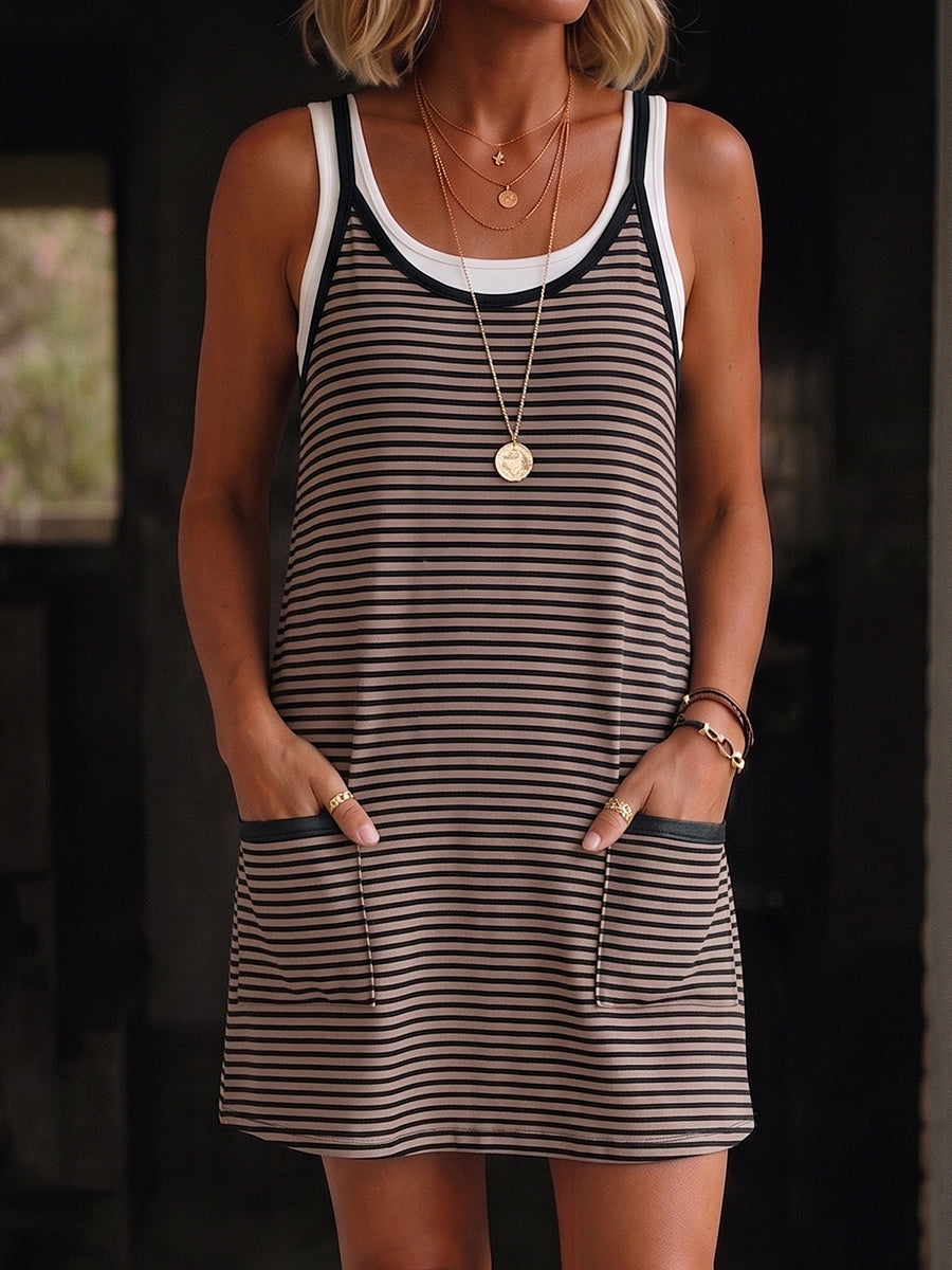 Relaxed Versatile Striped Cotton Romper Dress