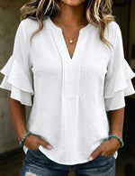 Women's Blouses Short Sleeve V Neck Casual Tops