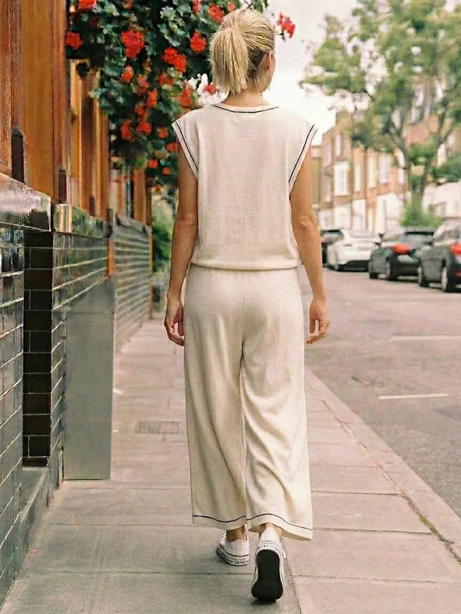 Casual Fashion Sporty Breathable Cotton Crew-Neck Top And Pants Set