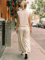 Casual Fashion Sporty Breathable Cotton Crew-Neck Top And Pants Set