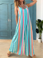 Boho-style Vintage Print Loose-fit Draped Jumpsuit