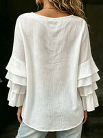 Women's Boho V-Neck Ruffle Long Sleeve Blouse
