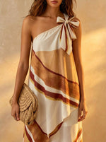 Women‘s Summer Abstrct Print Asymmetrical Design One-shoulder Vest Top And Skirt Two-piece Set