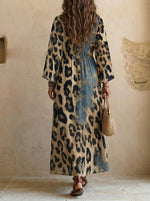 Women's Vintage Leopard Print Chiffon Bow-Tie Dress