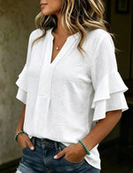 Women's Blouses Short Sleeve V Neck Casual Tops