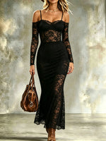 Women's Long Sleeve Mermaid Lace Bodycon Dress