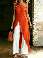 Women's Asymmetric One-shoulder Flowy Top