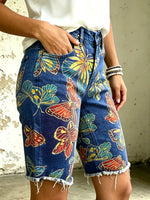 Women's Vividly Multicolor Butterfly Totem Art Print Casual Denim Shorts
