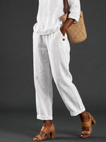 Women's Printed Cotton And Linen Casual Pants
