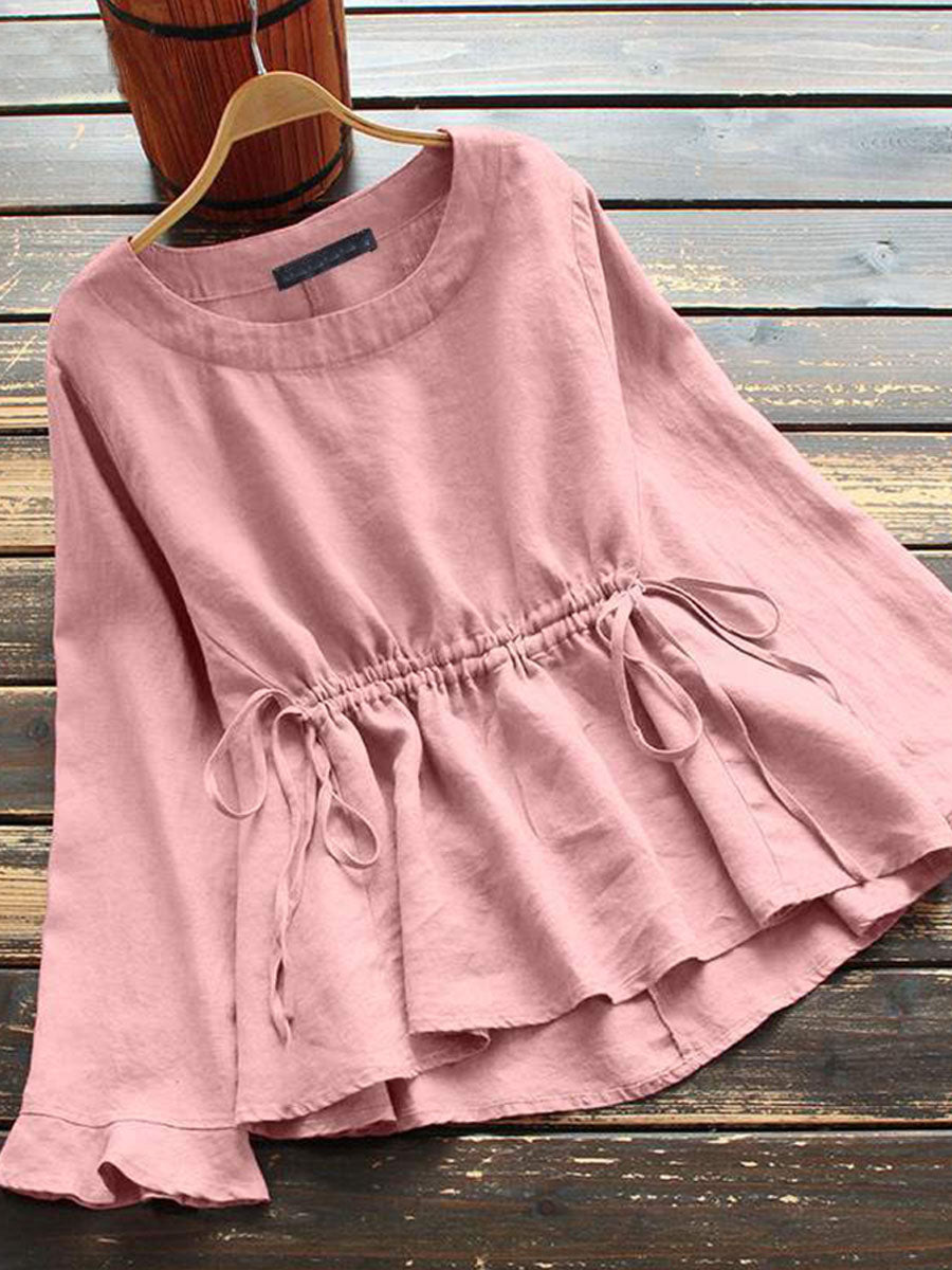 Women's Minimalist Lace-up Ruffled Shirt
