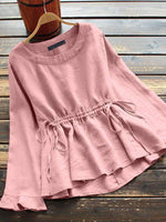 Women's Minimalist Lace-up Ruffled Shirt