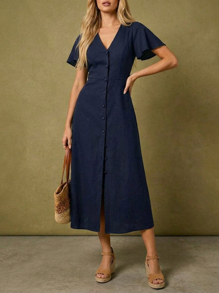 Women's Front Button Sleeveless Dress
