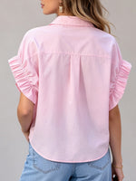 Women's Designer Wrinkled Flutter Sleeve Shirt