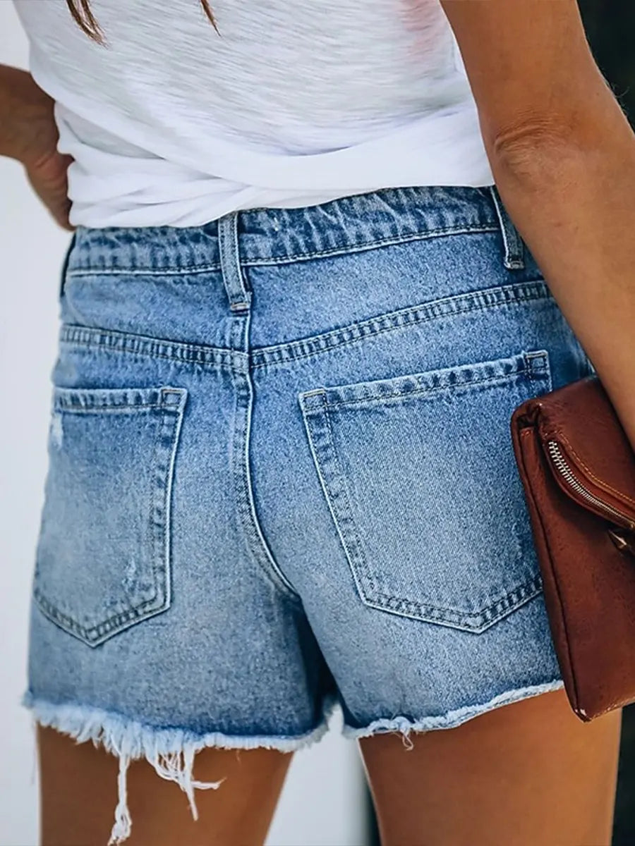 Women's Retro Casual Print Denim Shorts