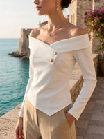Women's Elegant Off-Shoulder Long-Sleeve Shirt