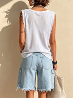 Women's High-waisted Loose-fit Wide-leg Denim Shorts