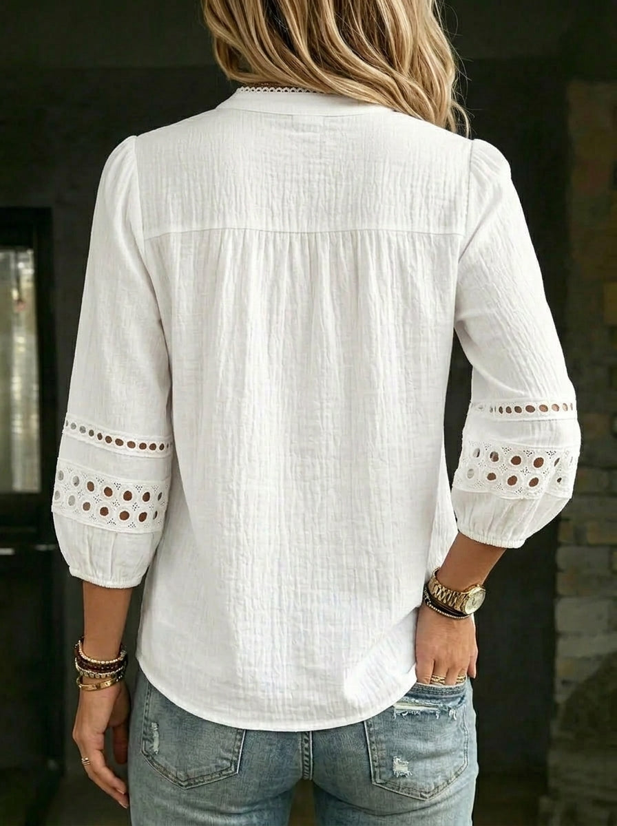 Women's 3/4 Length Sleeve Dressy Casual Blouses Spring Boho Button Down Shirts