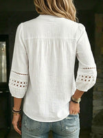 Women's 3/4 Length Sleeve Dressy Casual Blouses Spring Boho Button Down Shirts