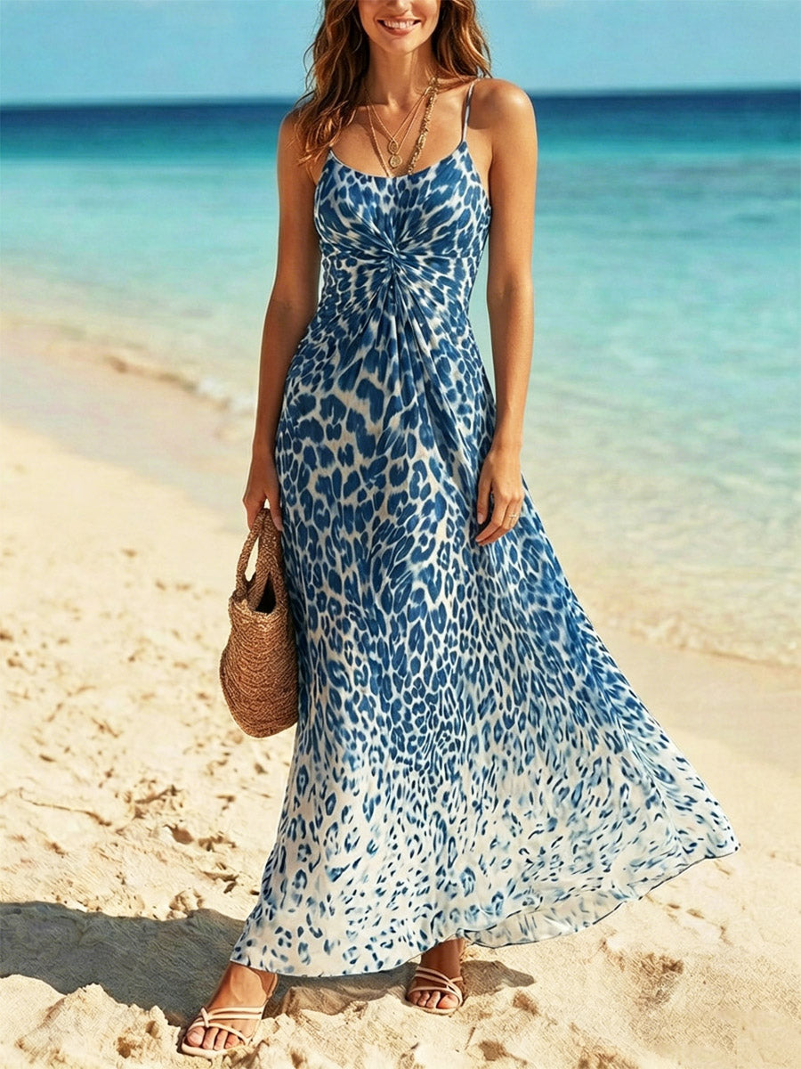 Women's Leopard Pattern Art Print Casual Sleeveless Maxi Dress