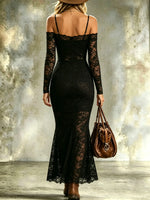 Women's Long Sleeve Mermaid Lace Bodycon Dress